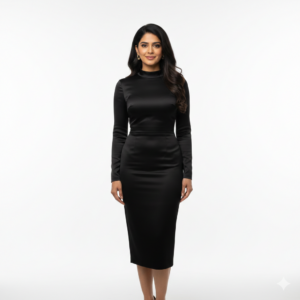 Midnight Elegance Bodycon Midi Dress